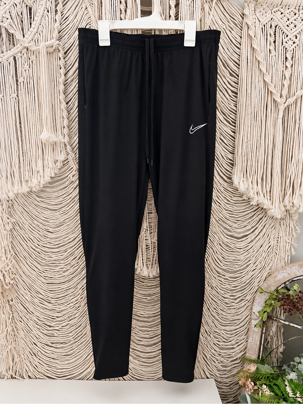 Nike Black Kids Slim Athletic Joggers with White Swoosh
